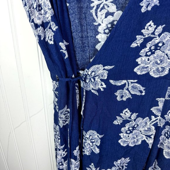 Lulu’s Heart of Marigold Navy Blue Floral Print Wrap Maxi Dress XS NWT - Picture 4 of 7